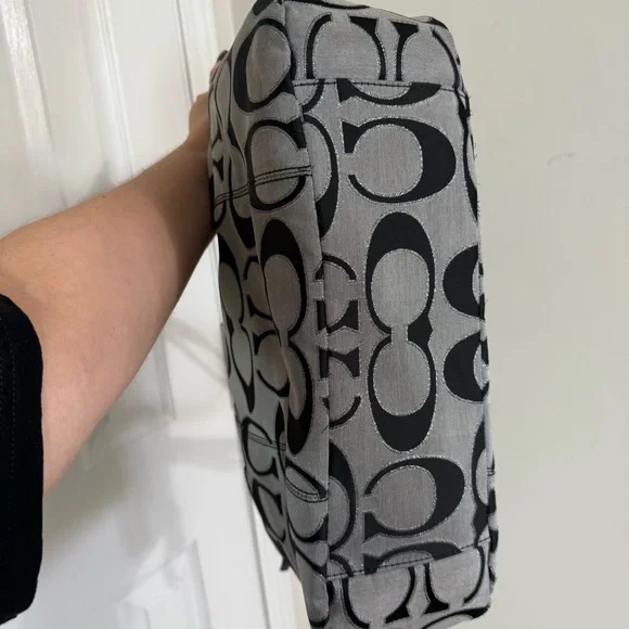 Coach Daisy Black and Silver Signature Tote Bag with 2 Hangtags